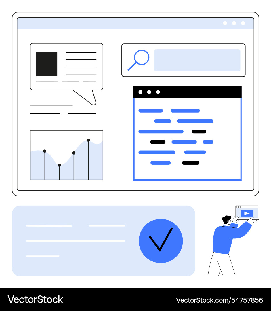 Web developer optimizing content on website Web developer optimizing content on website vector image