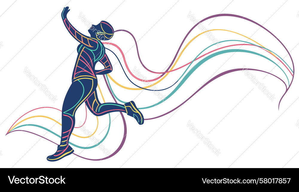 Dynamic Runner with Abstract Trails Vector Image