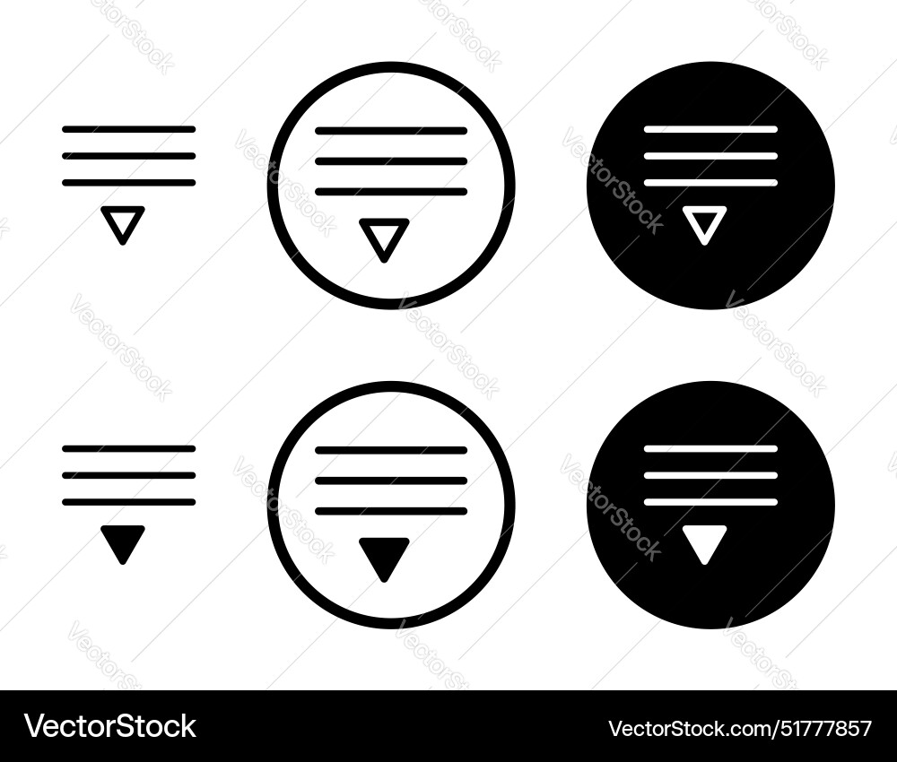 List dropdown line icon set vector image