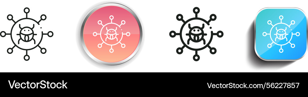 Malware-Symbol dünn linear regelmäßig und Knopf Stil Malware-Symbol dünn linear regelmäßig und Knopf Stil vektorbild