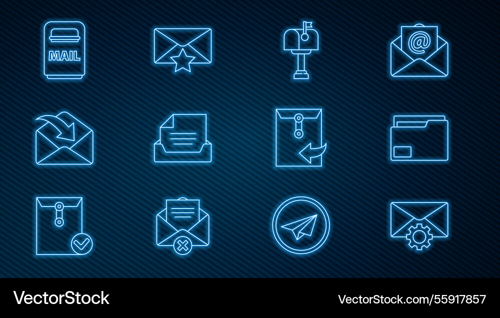 Set line envelope setting document folder mail Set line envelope setting document folder mail vector image