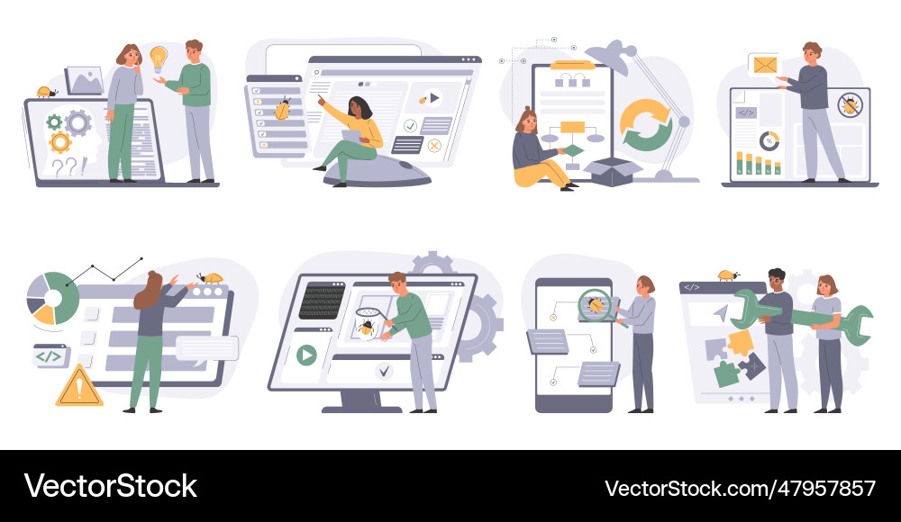 Software testing set Software testing set vector image