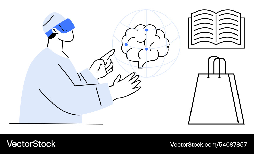 Virtual reality in learning cognitive science Virtual reality in learning cognitive science vector image