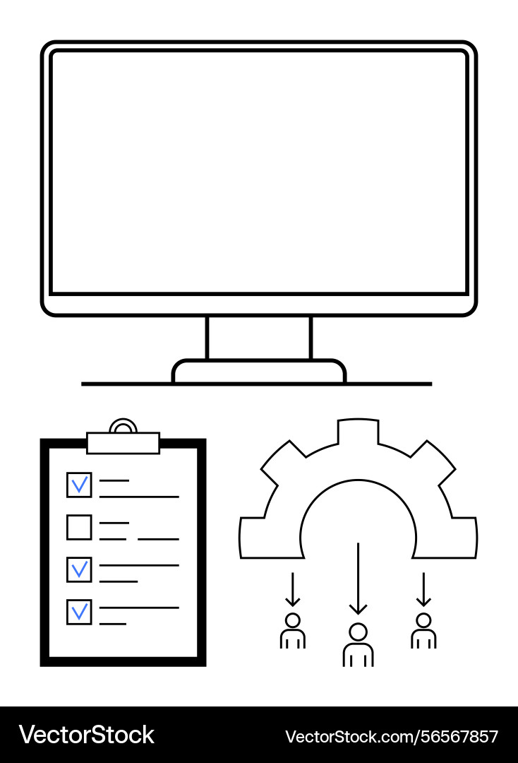 Workflow management with checklist monitor Workflow management with checklist monitor Vector Image