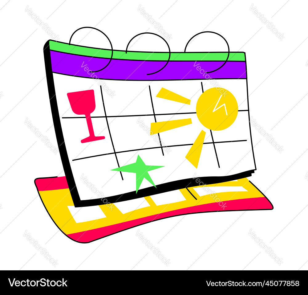 Calendar with scheduled events - colorful flat Vector Image