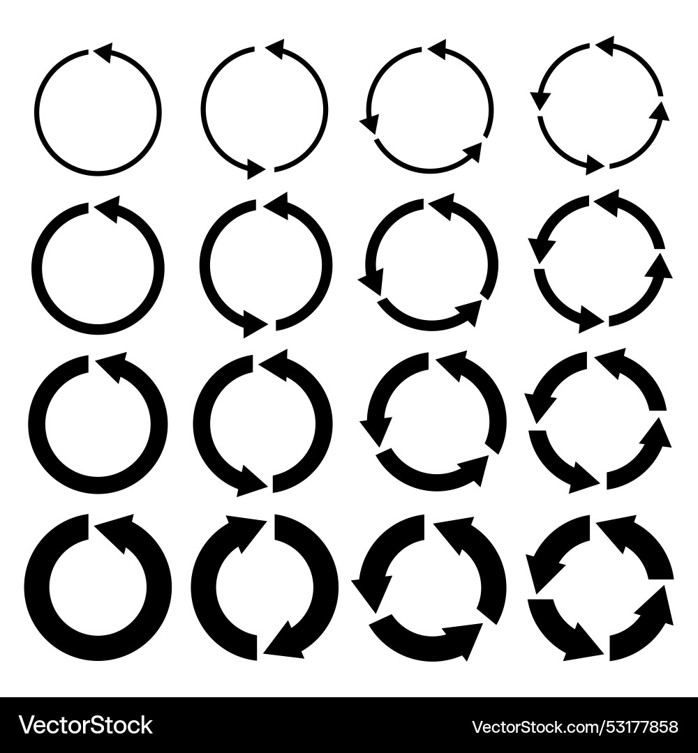 Circle arrows isolated rotate arrow and spinning Circle arrows isolated rotate arrow and spinning vector image