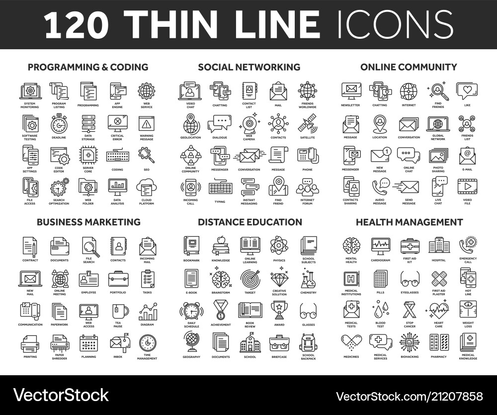 Data & Coding Icons vector image
