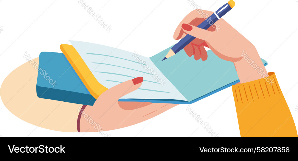Hand Writing in Open Notebook Vector Image