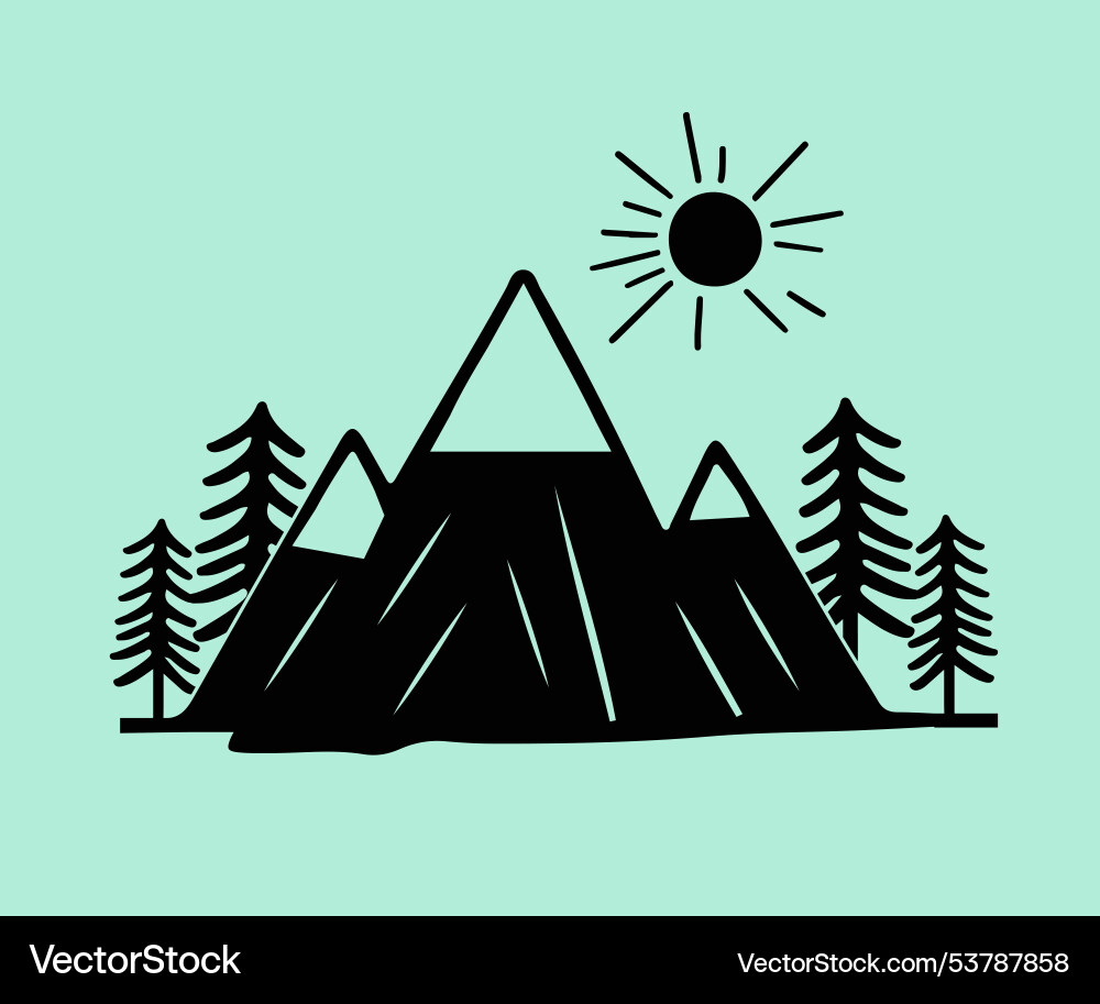 Mountain with tree background vec Vector Image