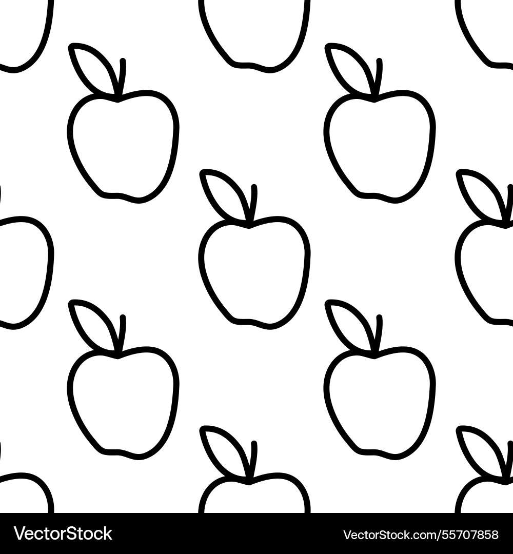 Pattern with thin line apples Pattern with thin line apples vector image