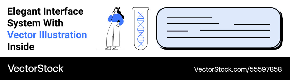 Scientist analyzing dna structure next to abstract Scientist analyzing dna structure next to abstract vector image