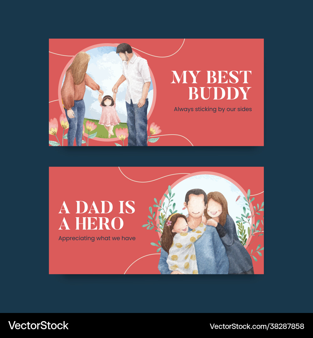 Twitter template with fathers day Vector Image