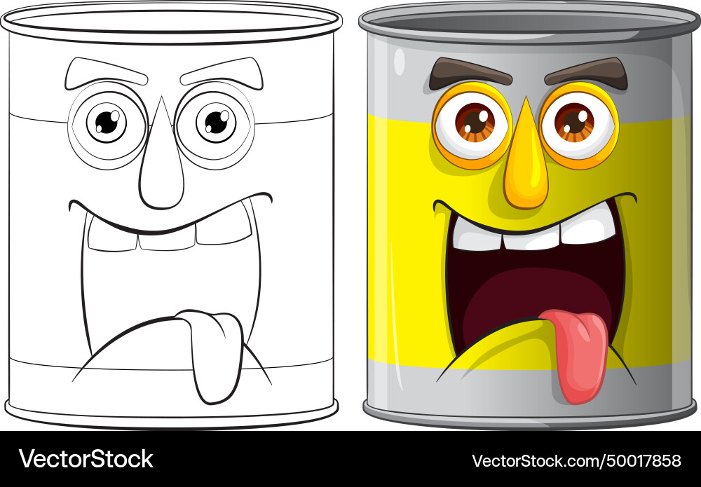 Two animated cans showing different joyful Two animated cans showing different joyful vector image