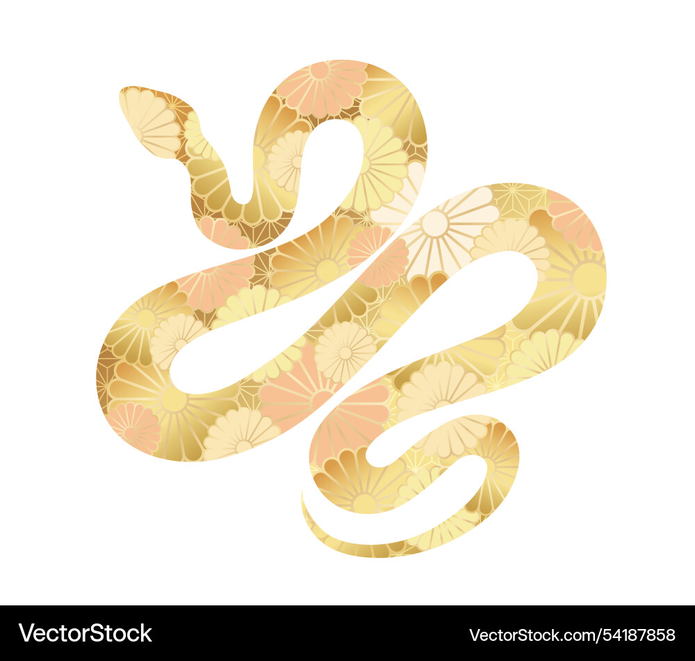 Year of the snake gold zodiac symbol Year of the snake gold zodiac symbol vector image