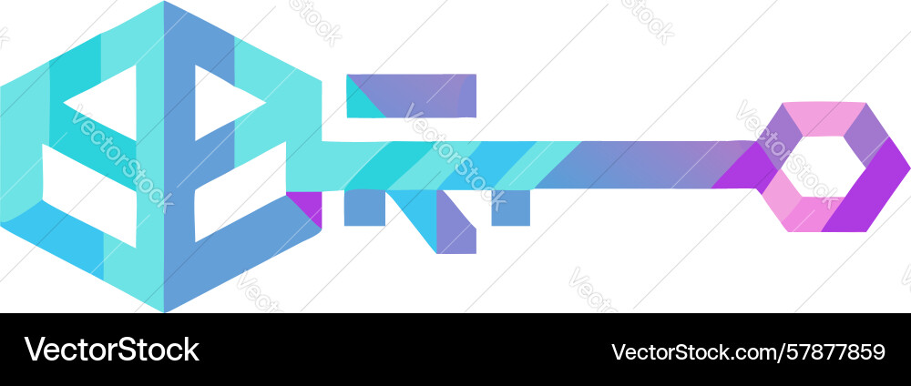 Abstract angular key icon design generative ai Vector Image