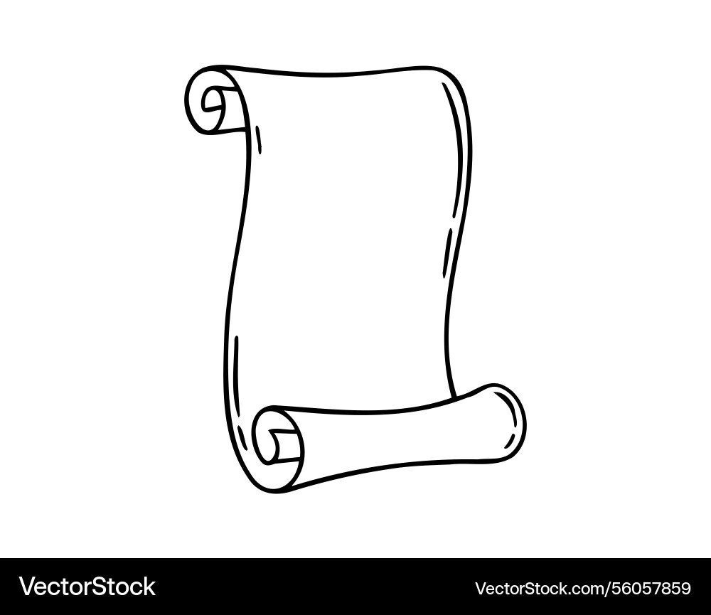Ancient empty scroll doodle hand drawn Ancient empty scroll doodle hand drawn vector image