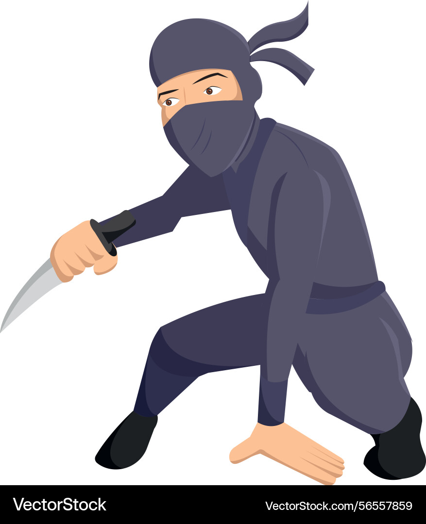 Crouching ninja with dagger Vector Image