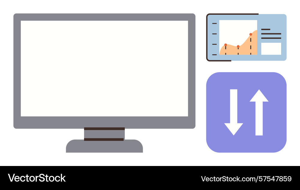 Data analysis display with graph and sharing Data analysis display with graph and sharing vector image