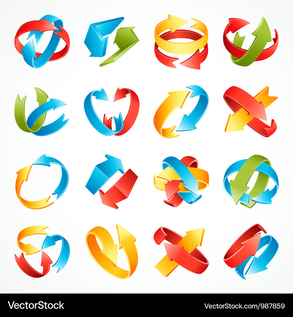 Dynamic 3D Arrow Set vector image