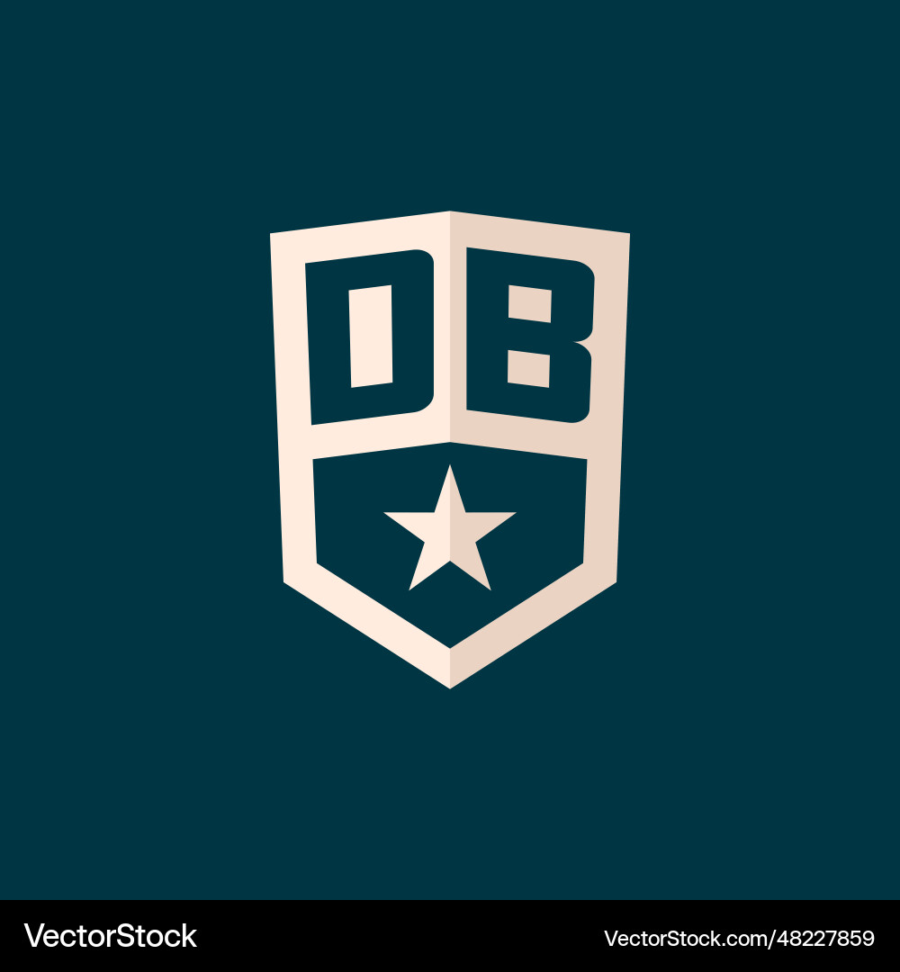 Initial db logo star shield symbol with simple Initial db logo star shield symbol with simple Vector Image