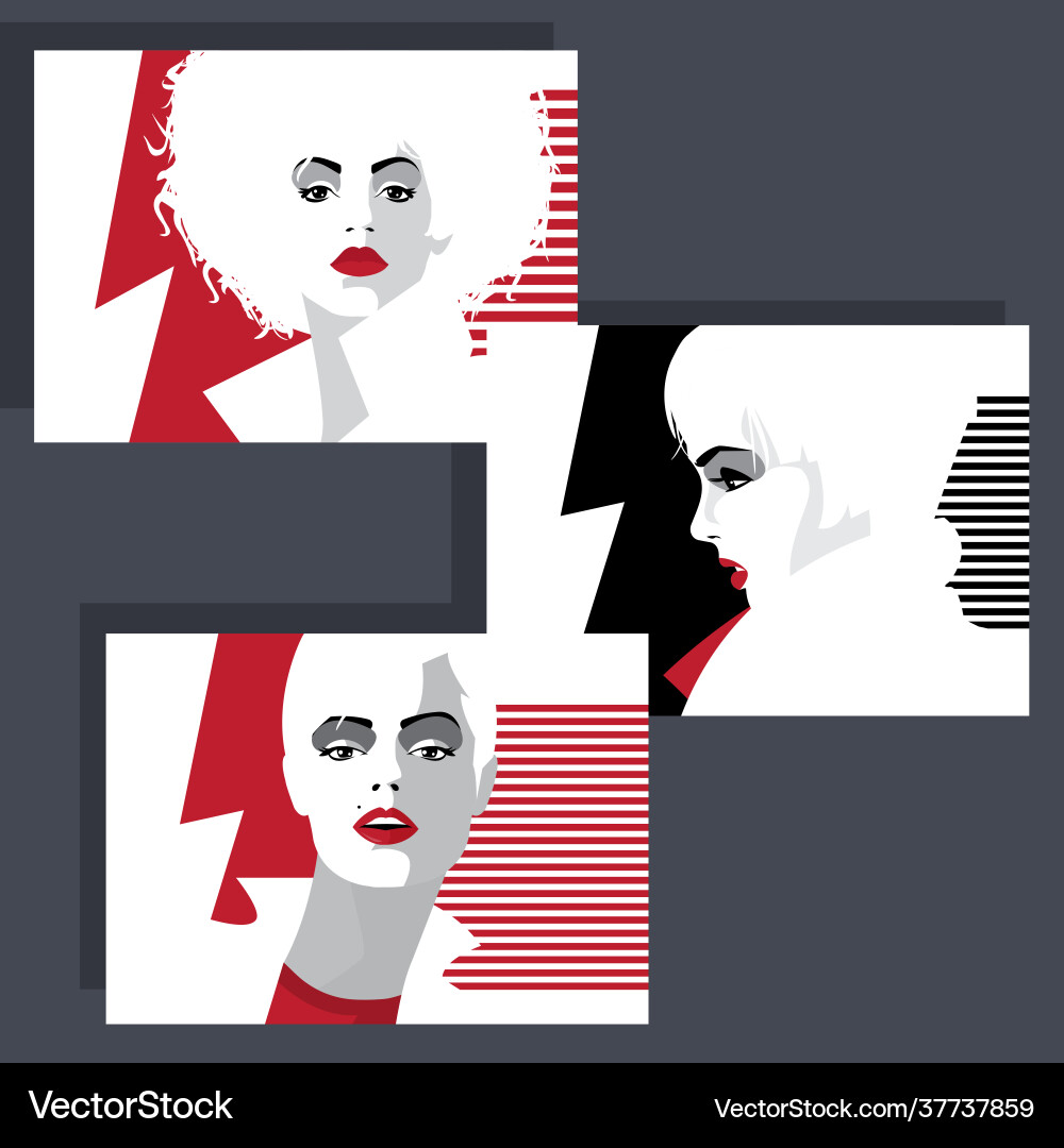 Pop art fashion face three sexy stylish women Pop art fashion face three sexy stylish women vector image