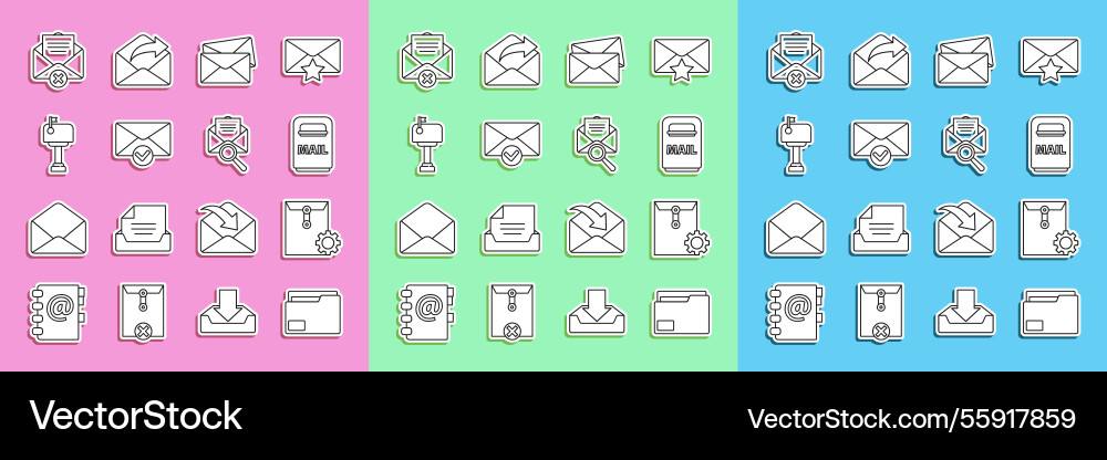 Set line document folder envelope setting mail Set line document folder envelope setting mail vector image