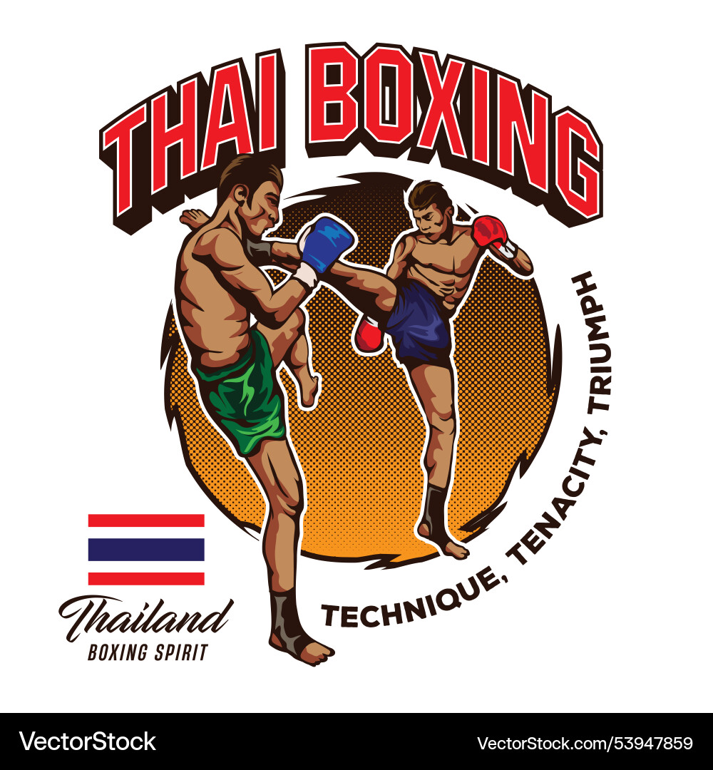 Thai Boxen Kampfkunst Thai Boxen Kampfkunst vektorbild