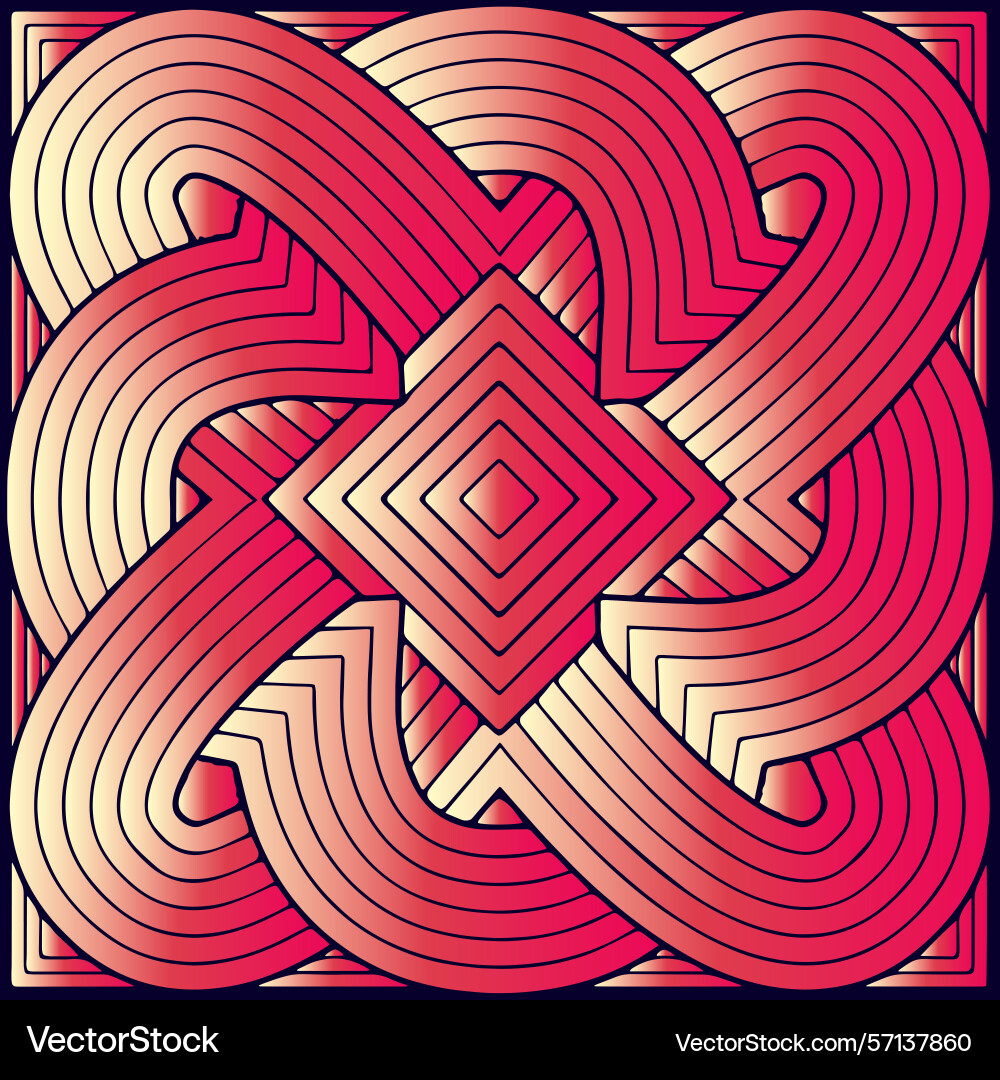 Abstract geometric knot pattern in red gradient Abstract geometric knot pattern in red gradient vector image