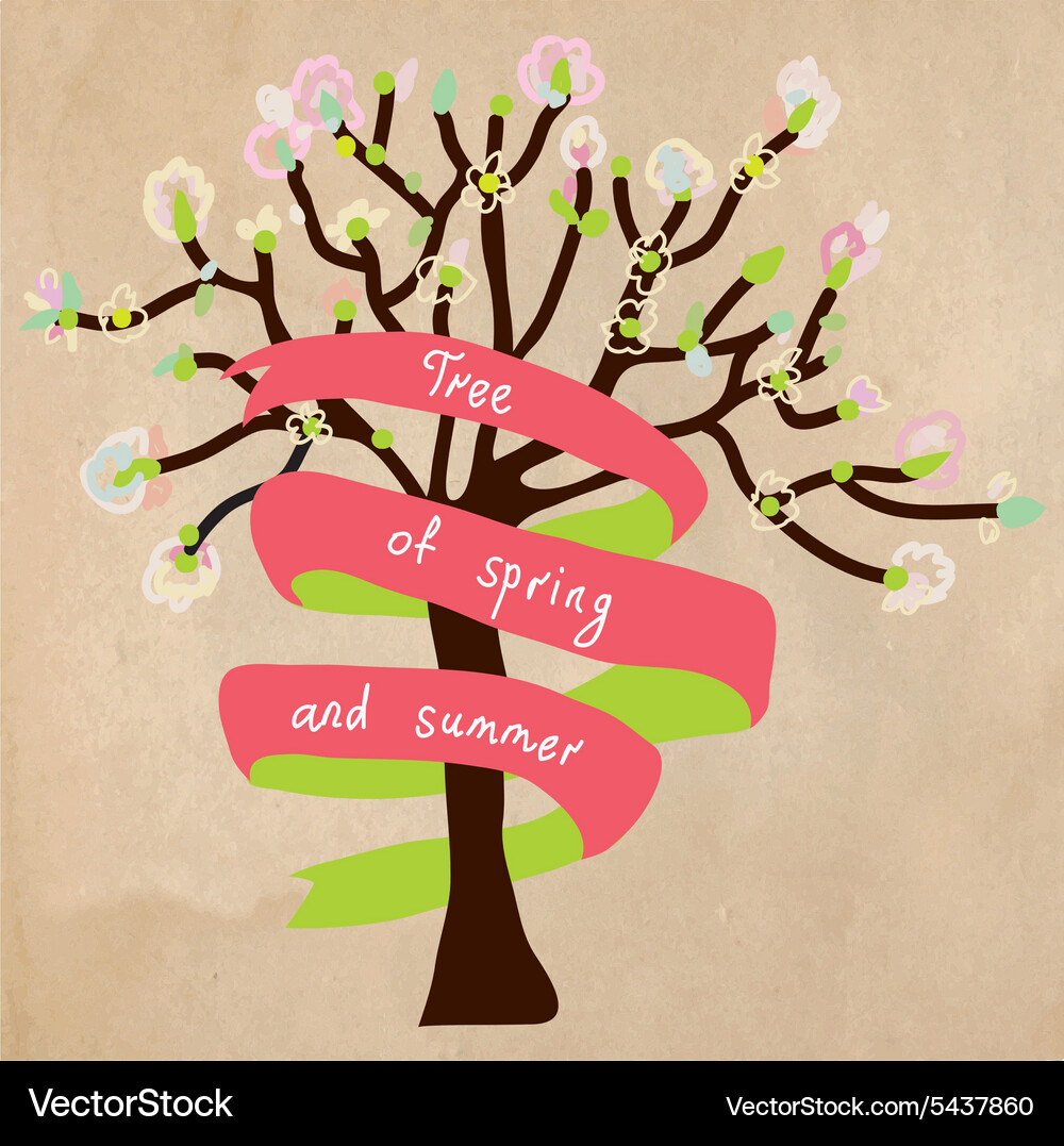 Blossoming tree card with frame for text Vector Image