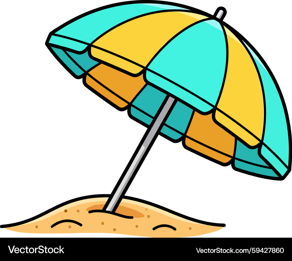 Cartoon Beach Umbrella – Royalty-Free Vector | VectorStock, image size:1000x895