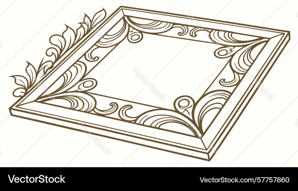 Elegant rectangular frame with scrollwork design Vector Image
