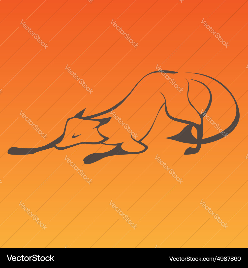Fox sign in curve lines vector image