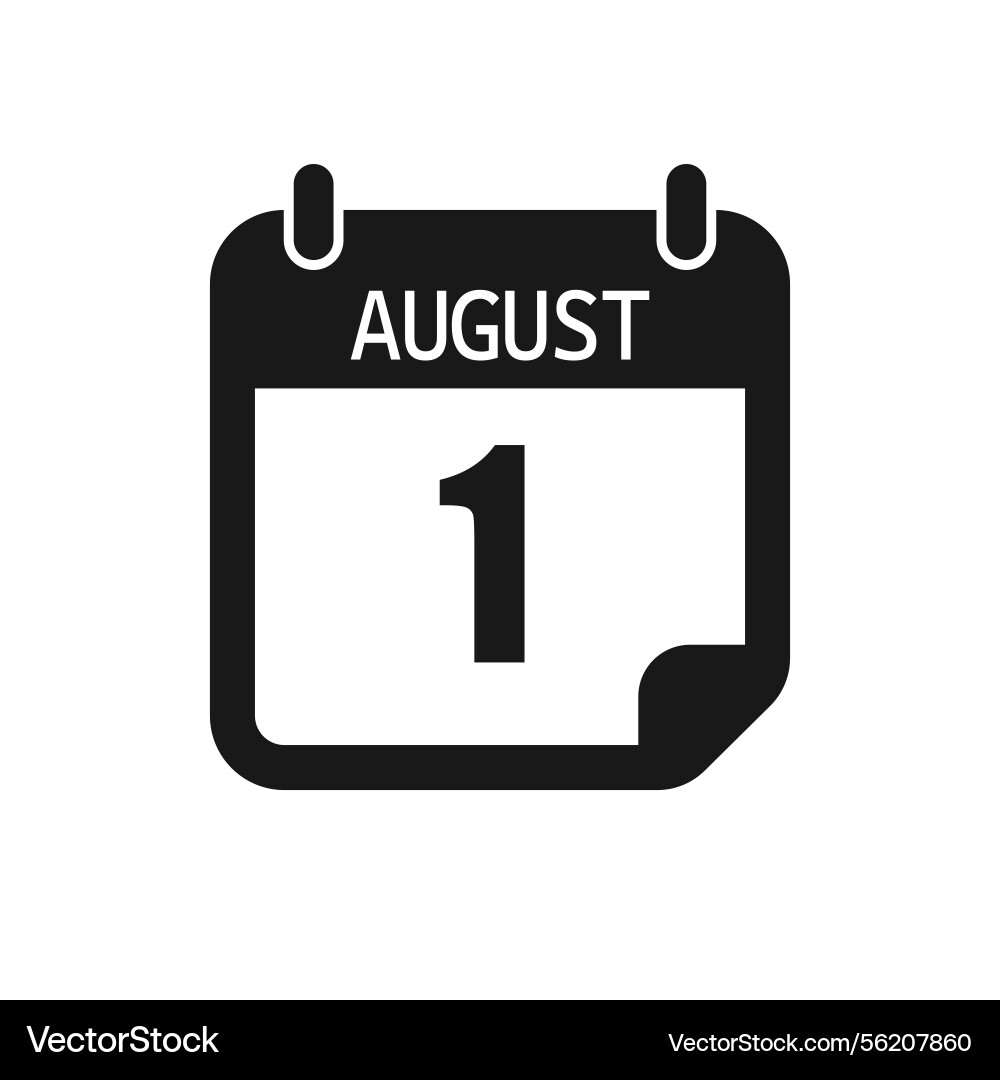 Icon Seite Tag Kalender - 1 August Monat Icon Seite Tag Kalender - 1 August Monat vektorbild