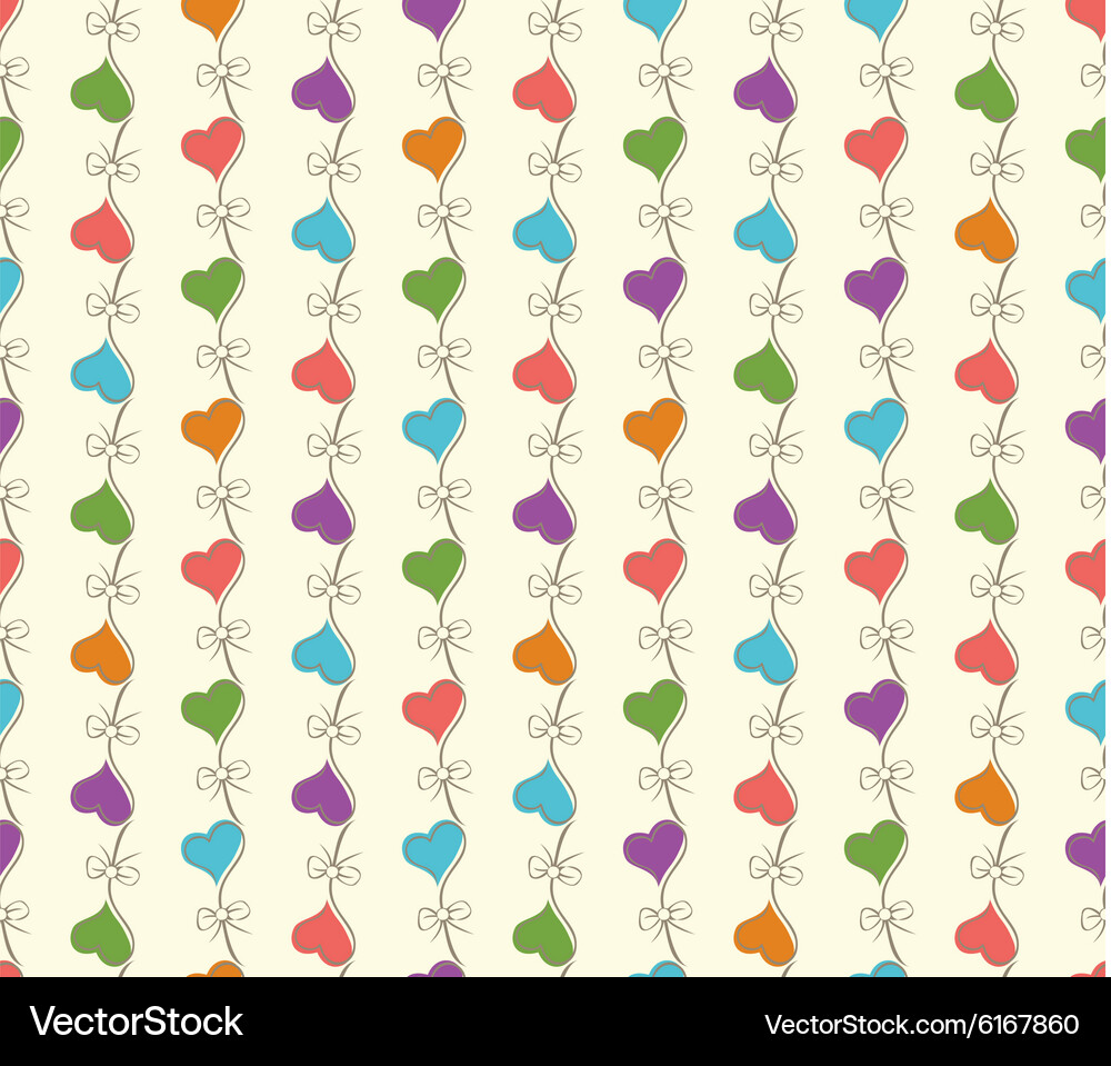 Retro seamless pattern with colorful hearts Vector Image