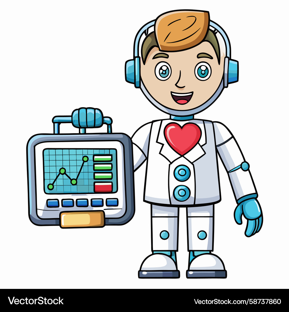 Robot Doctor Monitoring Graph Vector Image