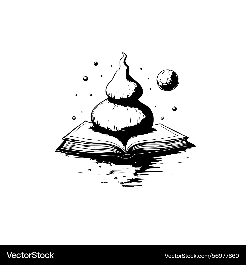 Surreal featuring stacked elements atop an open vector image