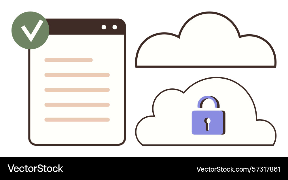 Data security and cloud storage with protected Data security and cloud storage with protected vector image