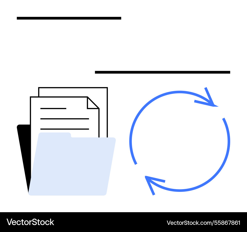 Document folder with papers and circular arrows Document folder with papers and circular arrows Vector Image