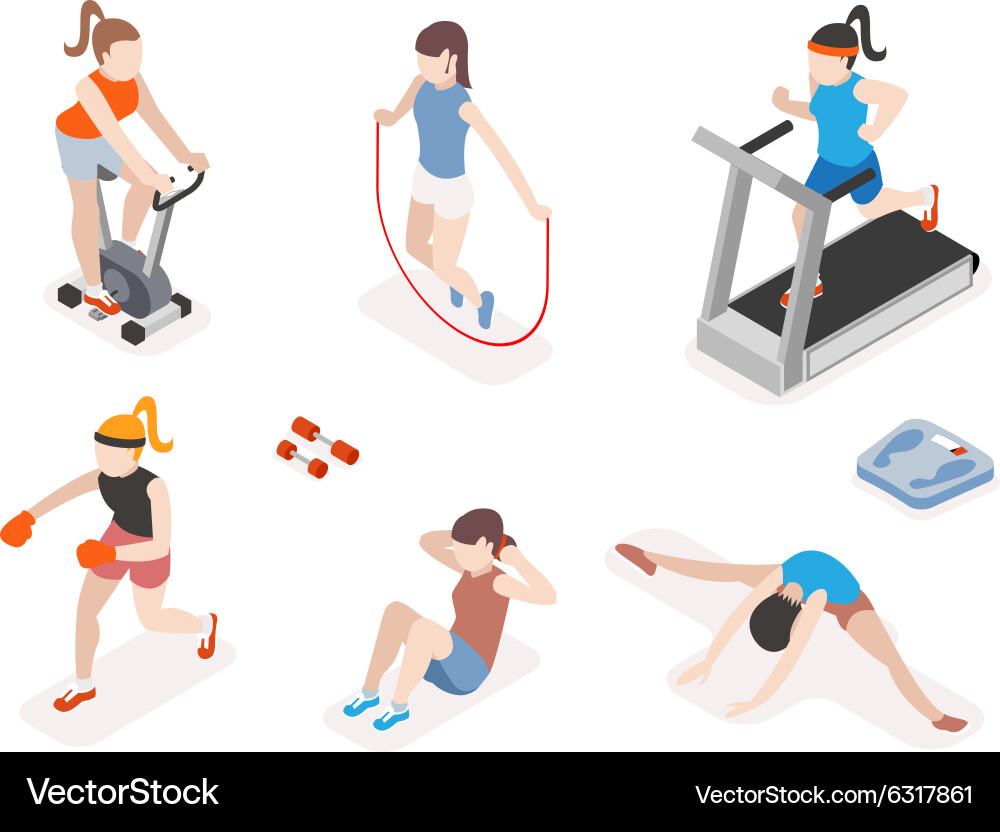 Fitness Women Workout Icons Vector Image