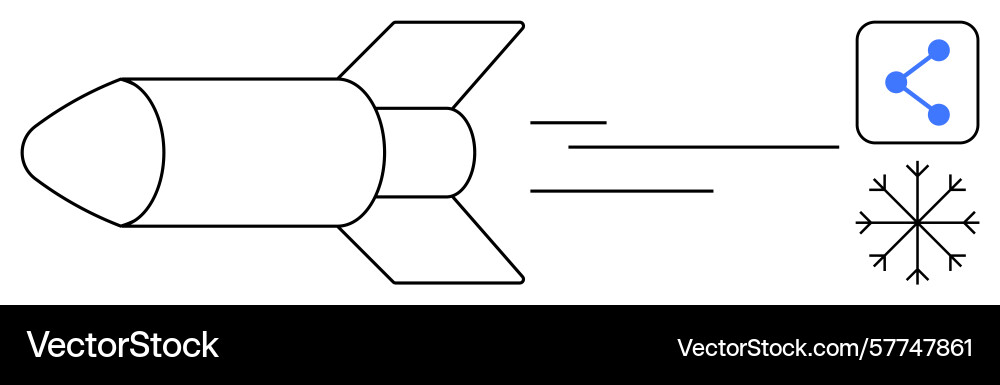 Rocket launch with speed lines and concept icons Vector Image