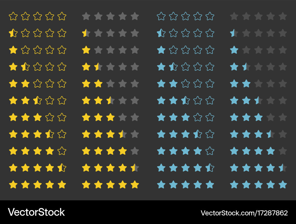 Golden Star Rating Set Vector Image
