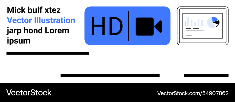 Hd video icon with graphical presentation and text Vector Image