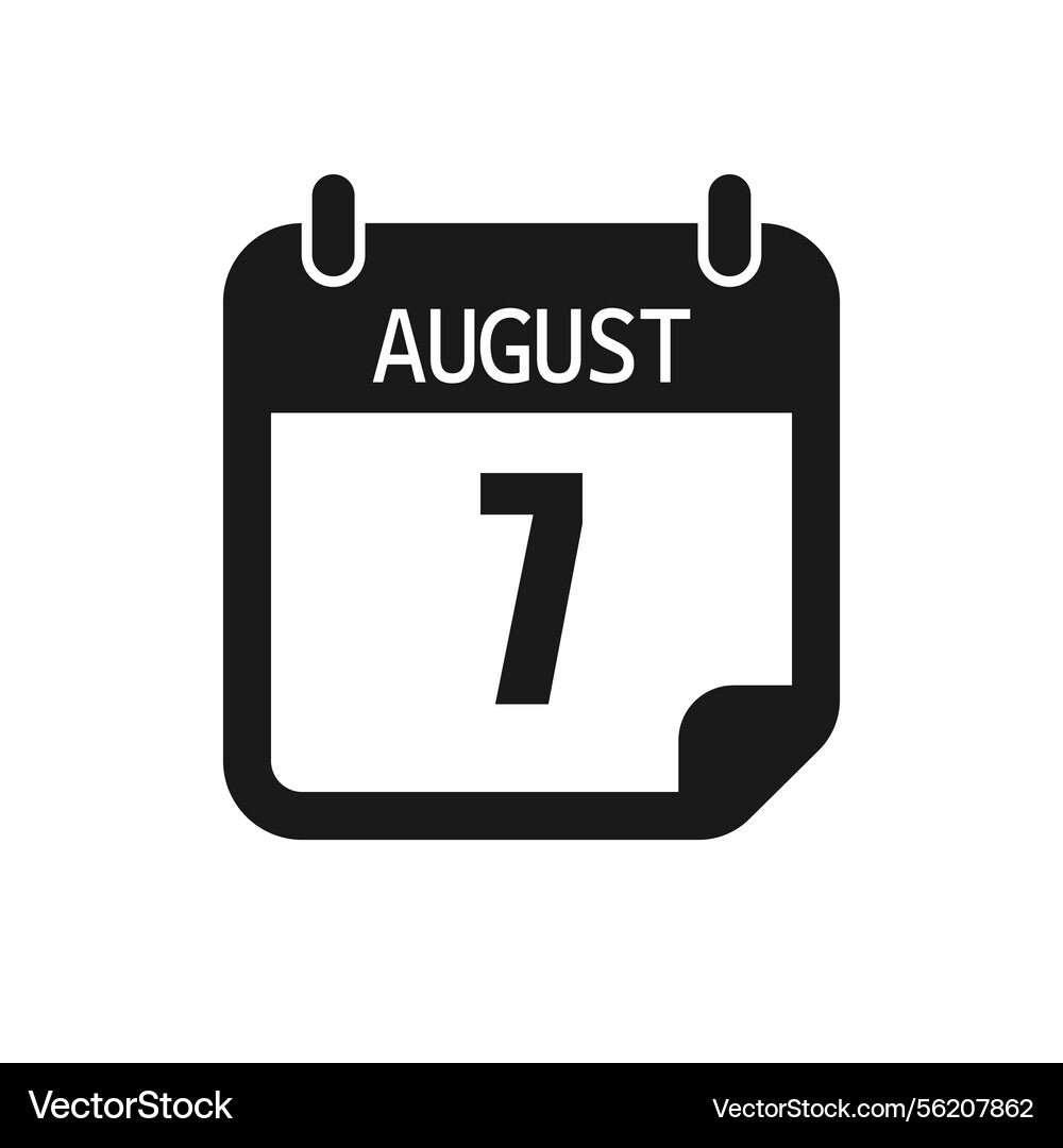 Icon page day calendar - 7 august month Vector Image