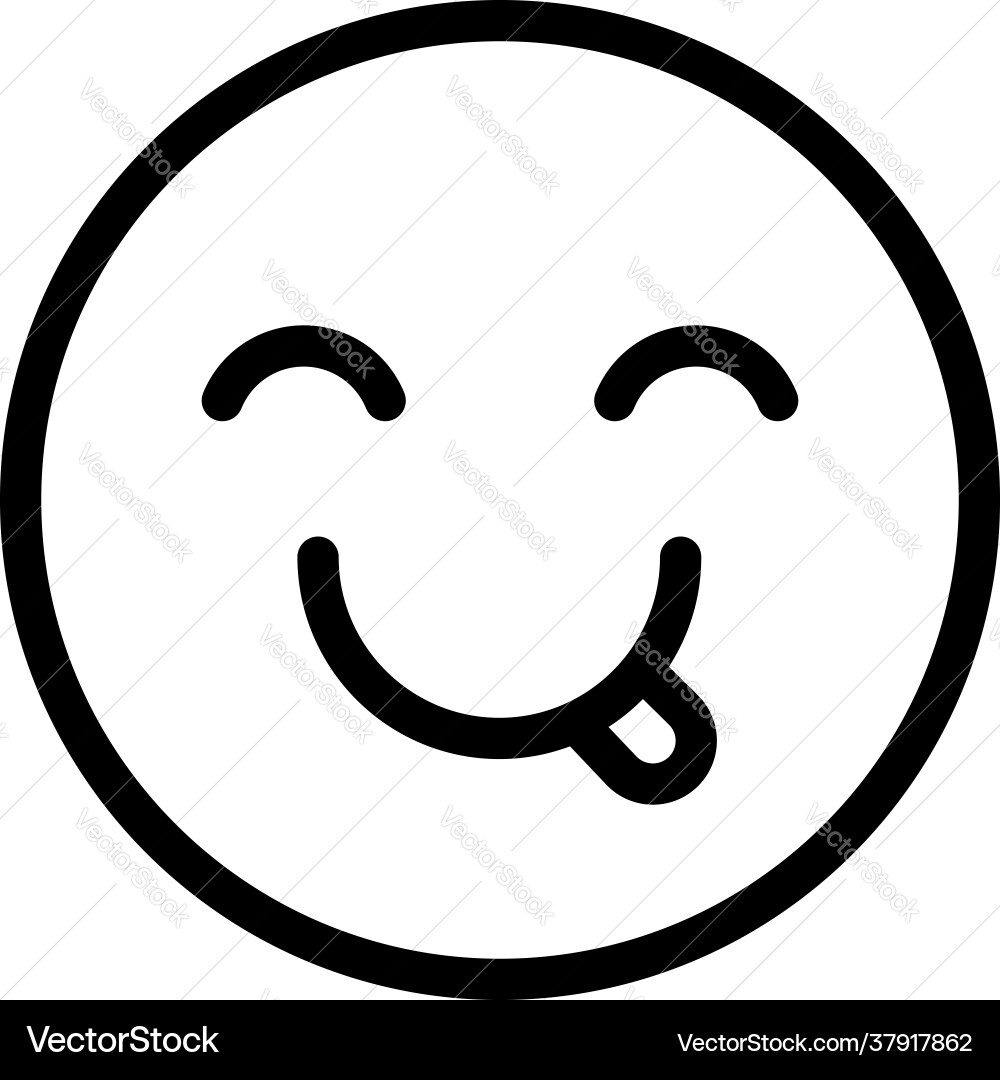 Relieved face icon outline style Royalty Free Vector Image