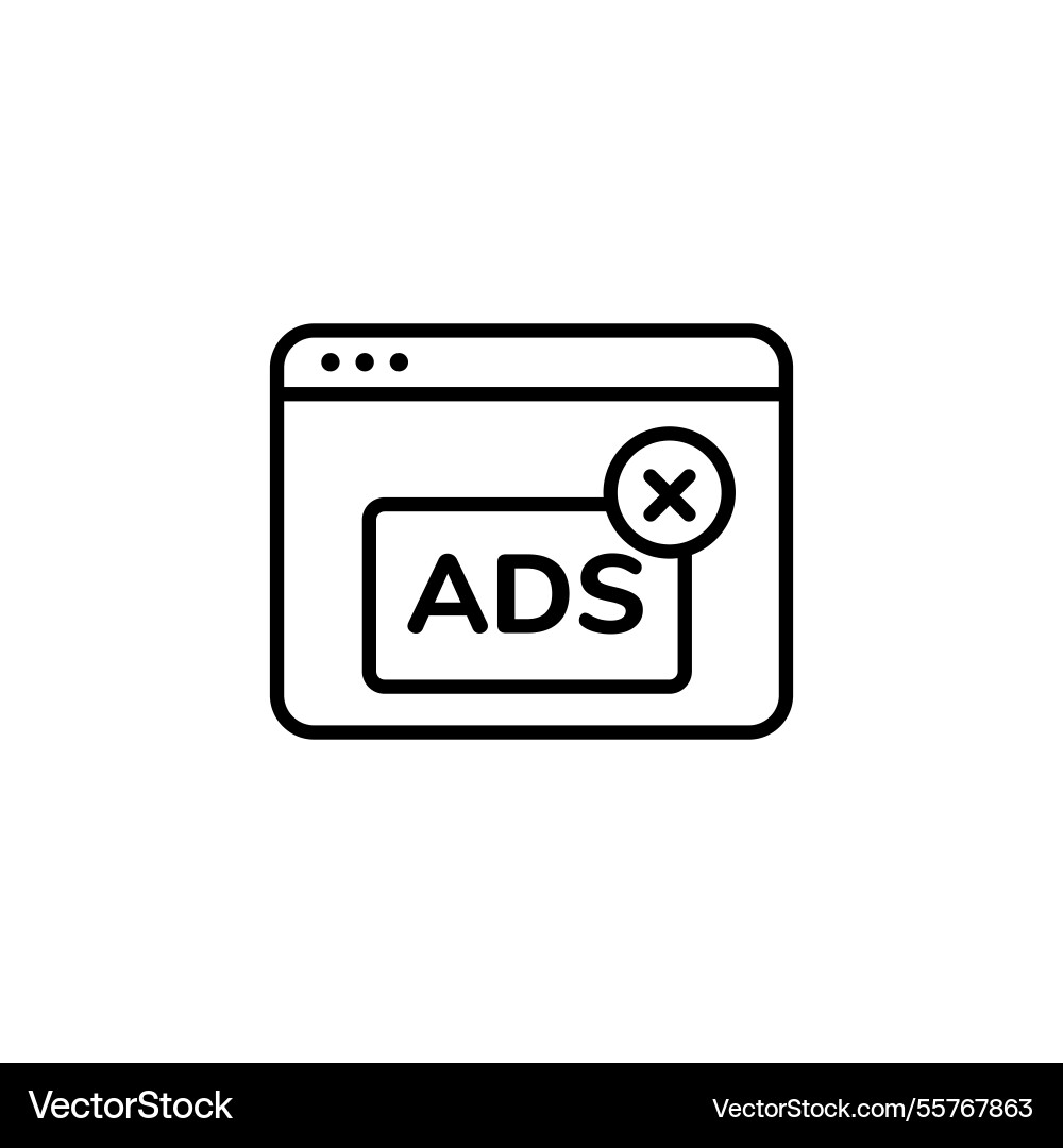 Ad blocker icon showing web page with large vector image