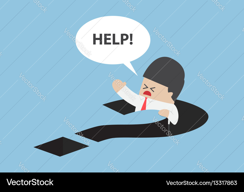Businessman falling in question mark hole Businessman falling in question mark hole vector image