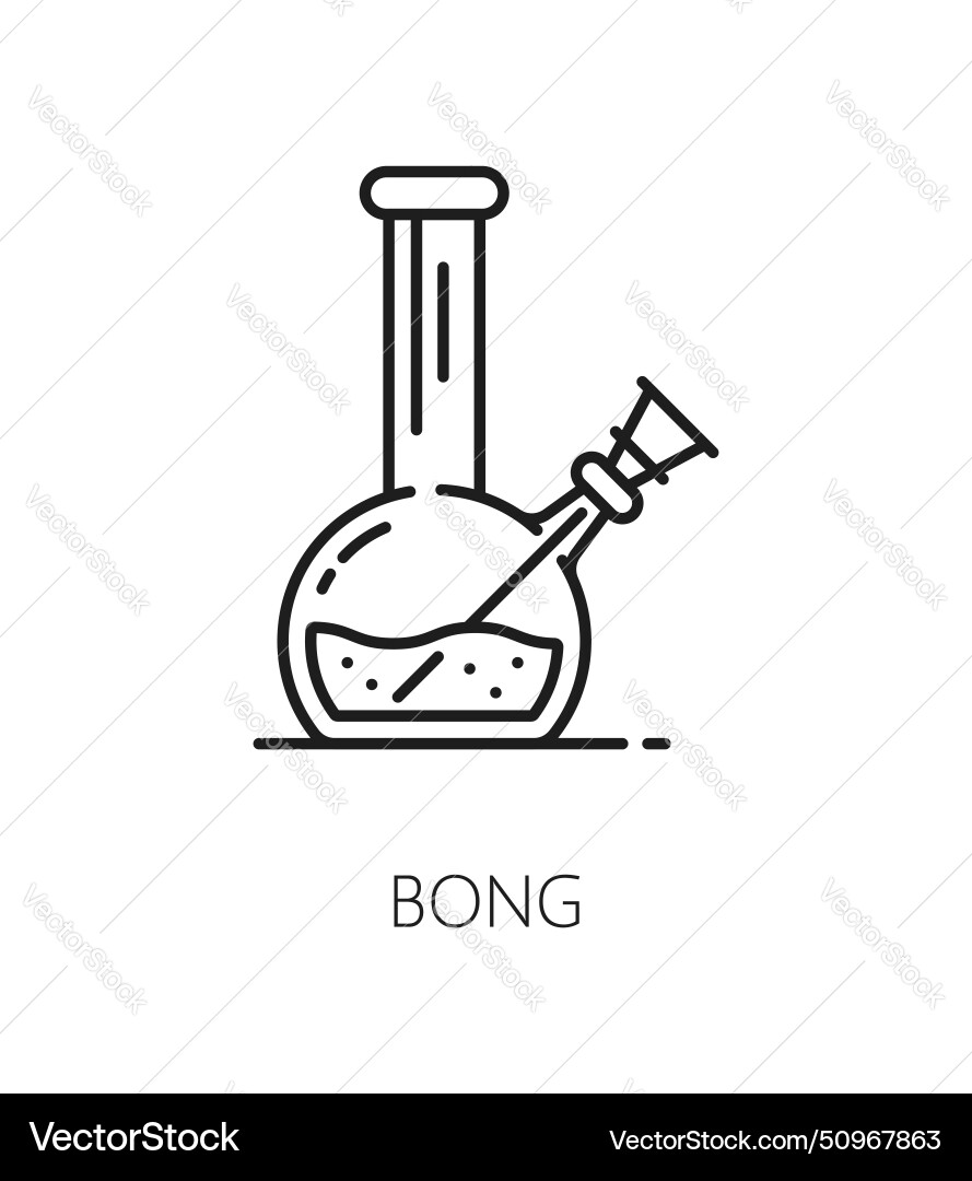 Cannabis bong line icon marijuana cbd weed smoking Cannabis bong line icon marijuana cbd weed smoking vector image