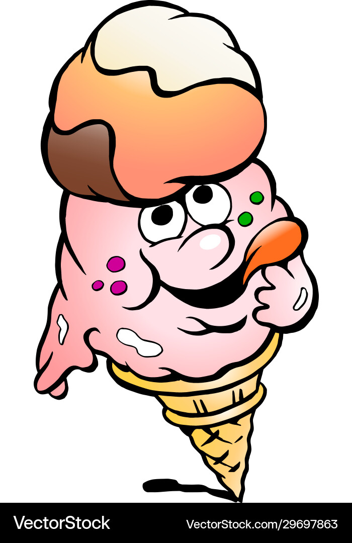 Cartoon a happy delicious ice cream waffle Cartoon a happy delicious ice cream waffle vector image