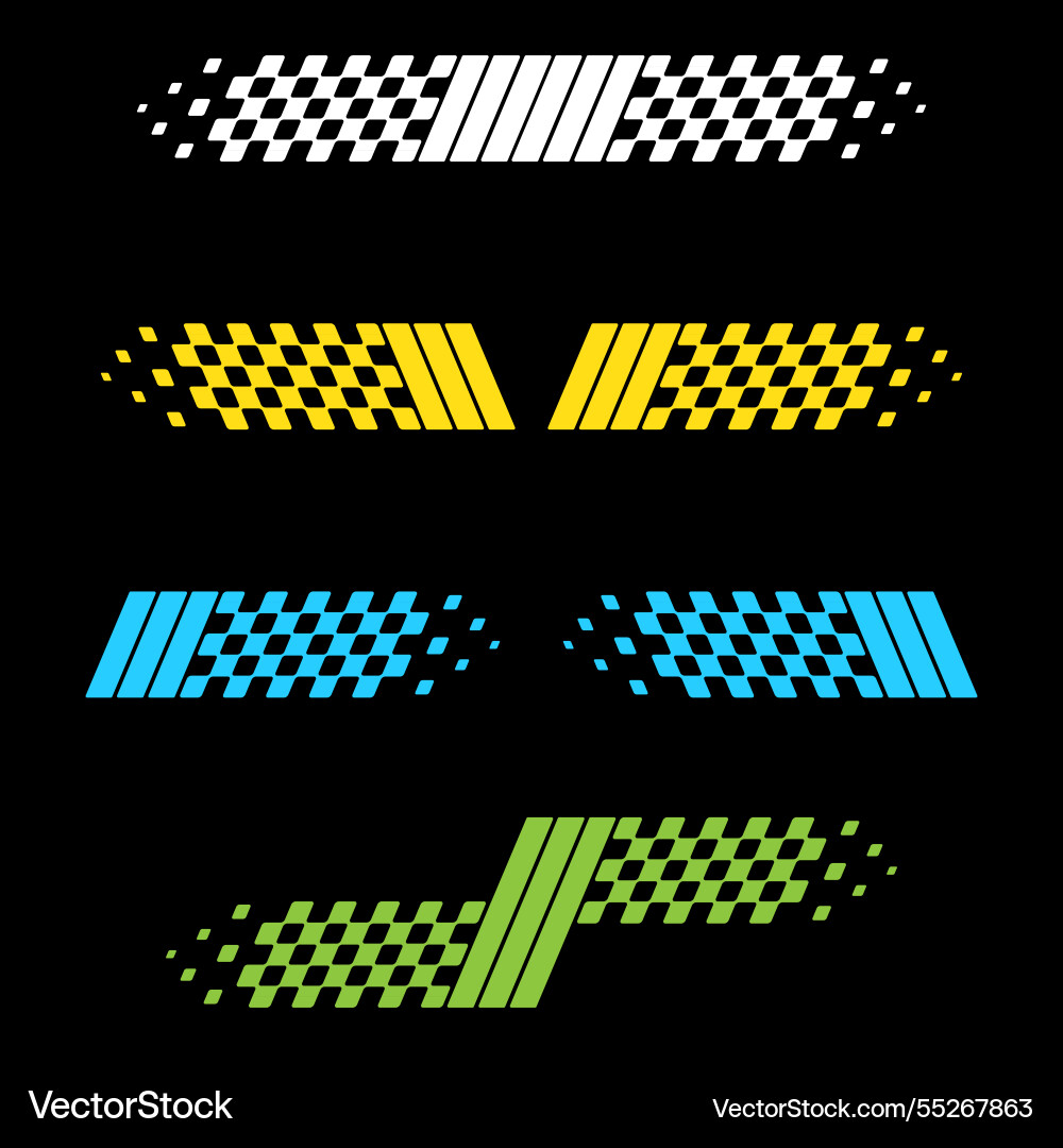Checkered colour lines set Checkered colour lines set vector image
