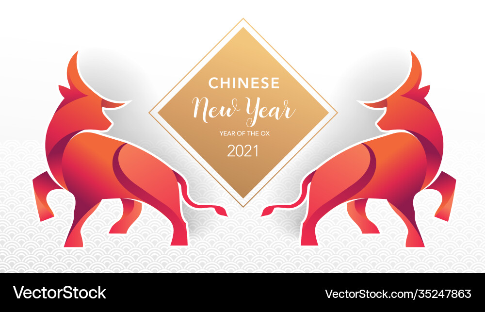 Chinese new year 2021 ox red cow Chinese new year 2021 ox red cow vector image